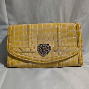 Brighton Yellow Croc-Embossed Heart Clasp Wallet